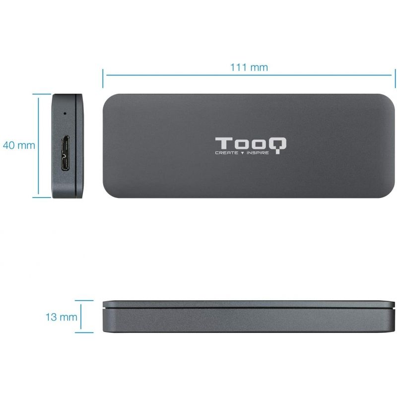 Tooq Tqe-2281g Caixa Externa para SSD M.2 SATA Tqe-2281g / USB 3.0 / sem Parafusos