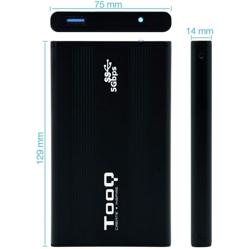 Tooq Tqe-2524b Caixa para Unidade de Disco Rígido Externa de 2,5" / USB 3.1