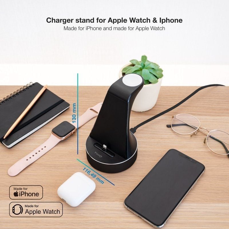 Base de Carregamento sem Fios para Apple Watch e Iphone Tooq TQCD02L