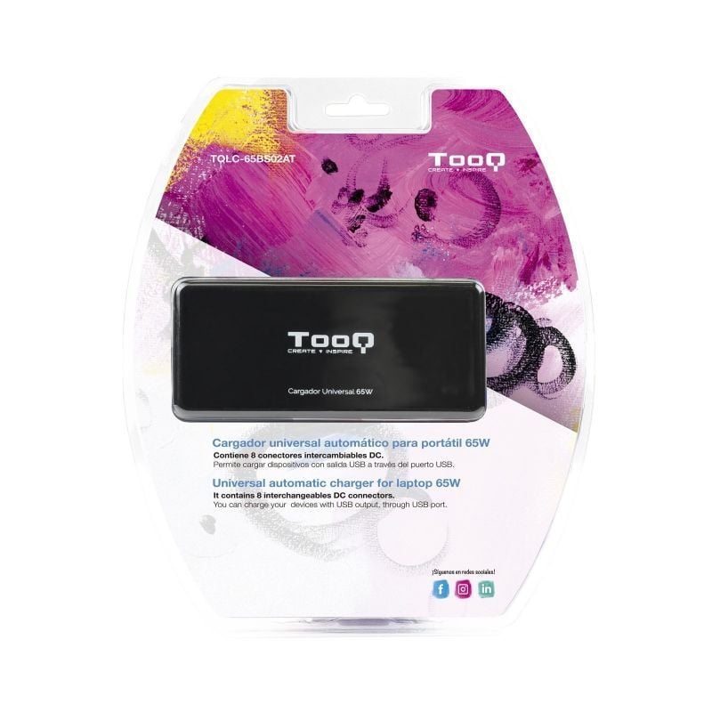 Carregador para Computador Portátil Tooq Tqlc-65bs02at / 65W / Automático / 8 Conectores / Tensão 1…