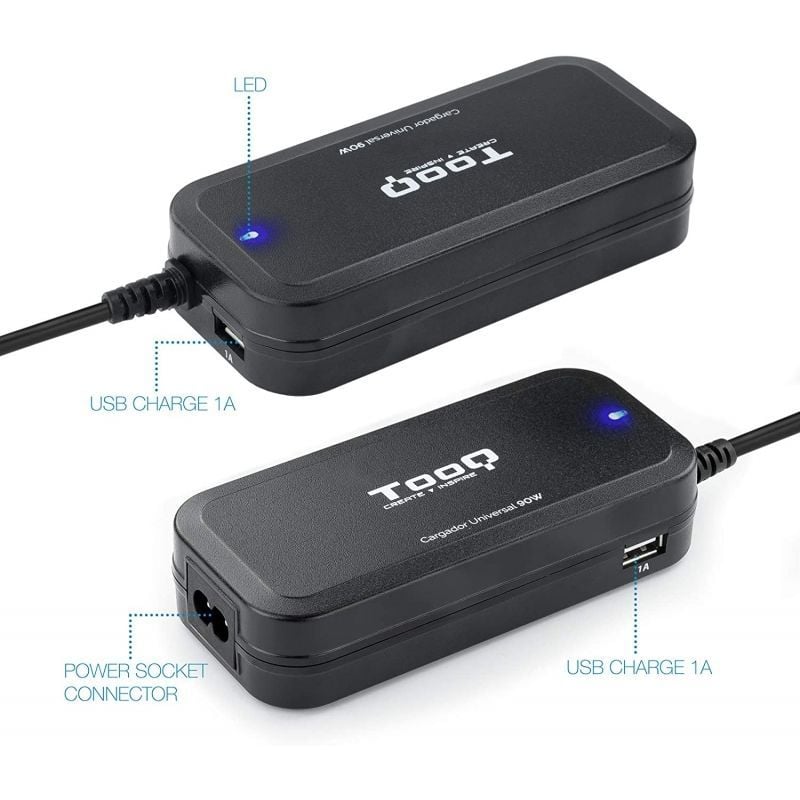 Carregador para Computador Portátil Tooq Tqlc-90bs02at / 90W / Automático / 12 Conectores / Tensão…