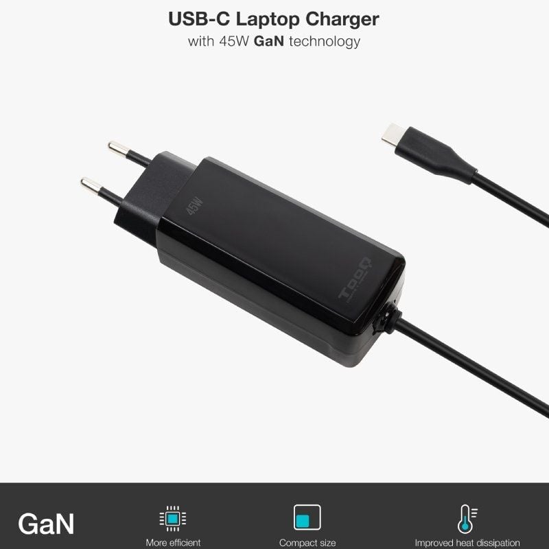 Tooq Tqlc-usbcgan100pd-c USB Tipo C / 45W / Automático / Tensão 5-20v Gan Carregador para Computado…