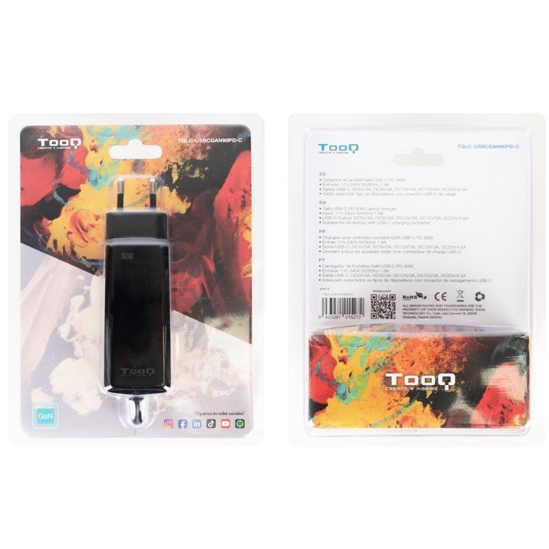 Tooq Tqlc-usbcgan90pd-c USB Tipo C / 90W / Automático / Tensão 5-20v Gan Carregador para Computador…