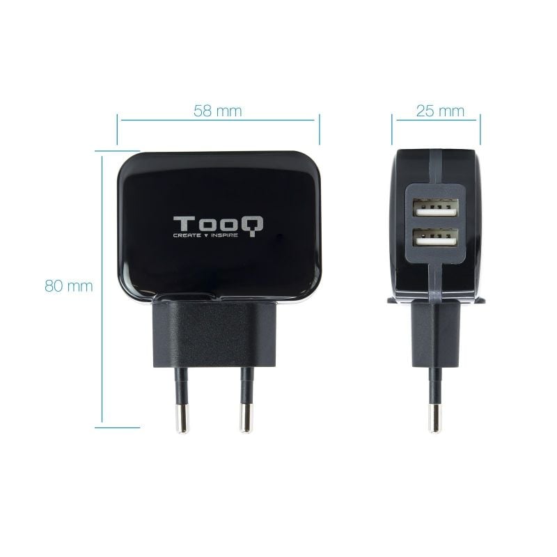 Carregador de Parede Tooq Tqwc-1s02 / 2xusb / 17W