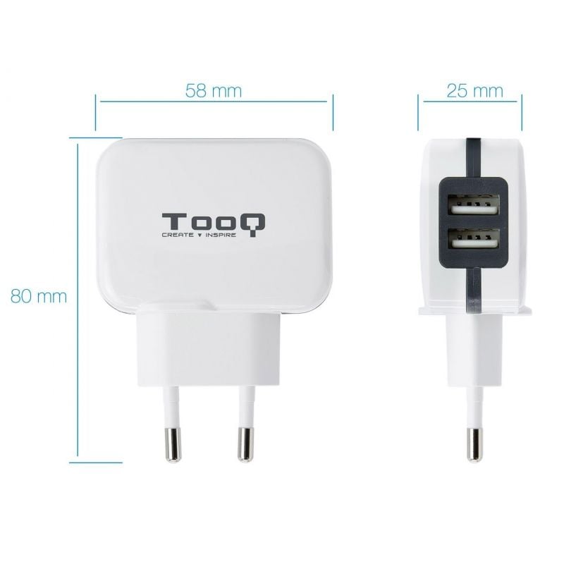 Carregador de Parede Tooq Tqwc-1s02wt / 2xusb / 17W