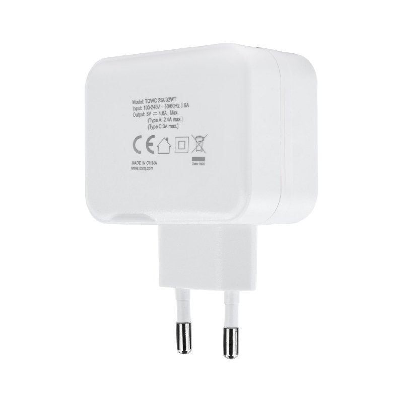 Carregador de Parede Tooq Tqwc-2sc02wt / 1xusb Type-c / 1x USB / 27W