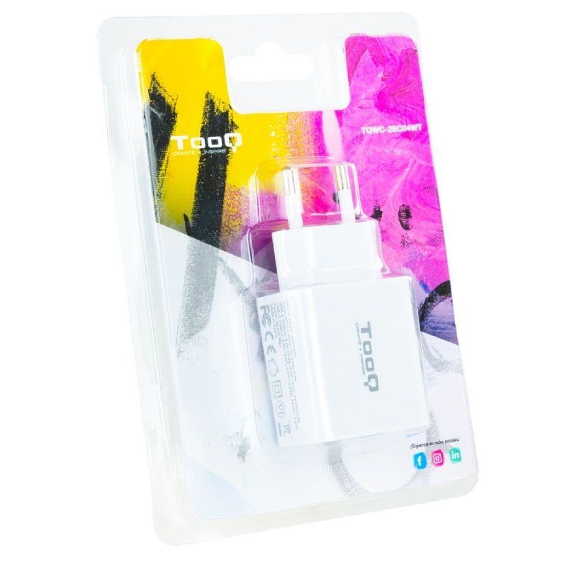 Carregador de Parede Tooq Tqwc-2sc04wt / 1xusb Tipo C / 1xusb / 20W