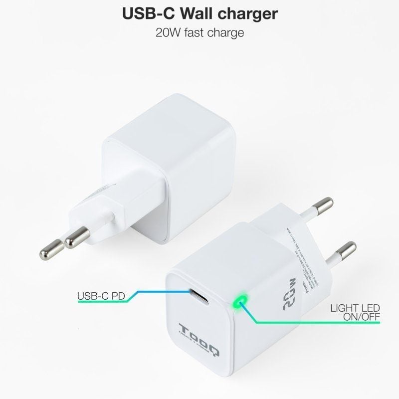 Carregador de Parede Tooq Tqwc-pd20wt / 1xusb Type-c / 20W / Branco
