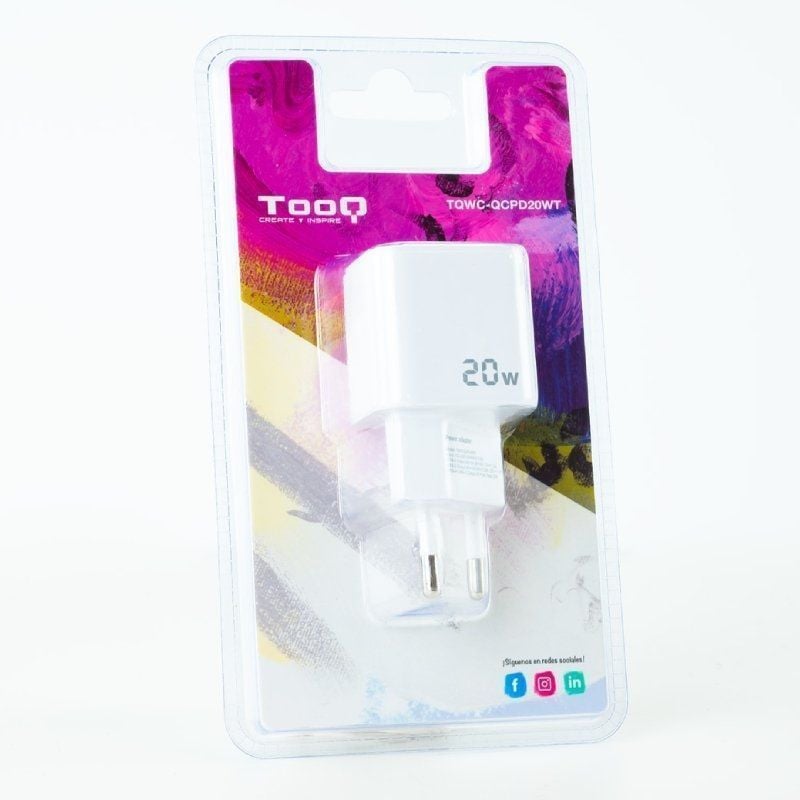 Carregador de Parede Tooq Tqwc-qcpd20wt / 1xusb-tipo C / 1x USB / 20W / Branco