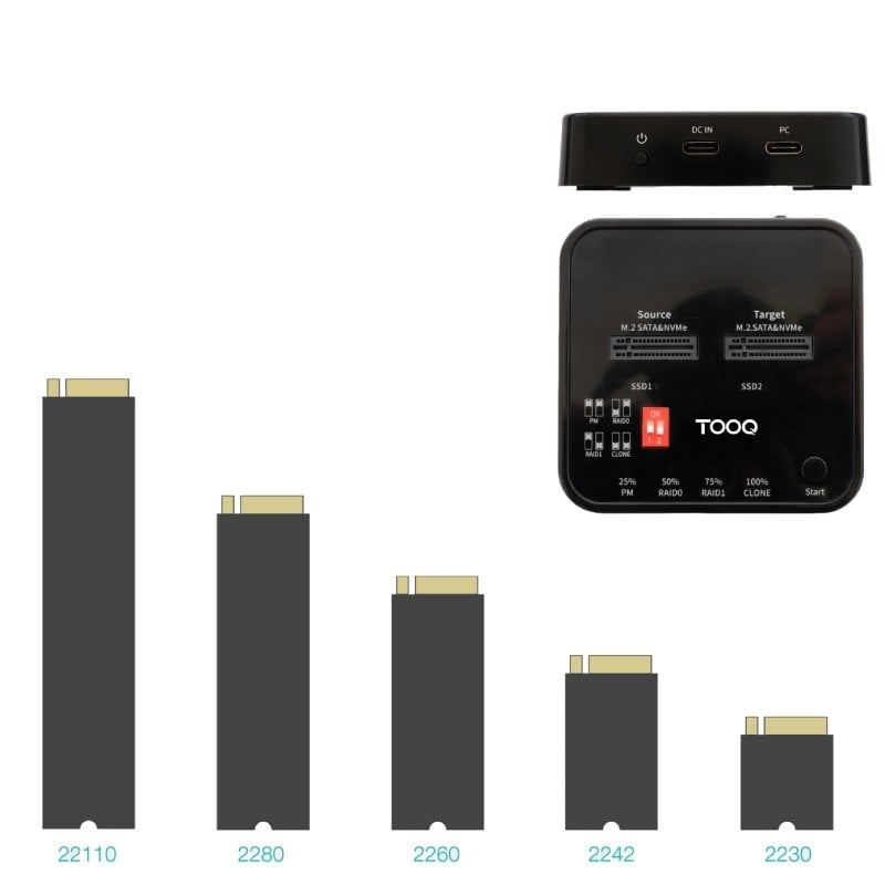 Estação de Ligação para SSD M.2 SATA / NVME Tooq Tqds-201b