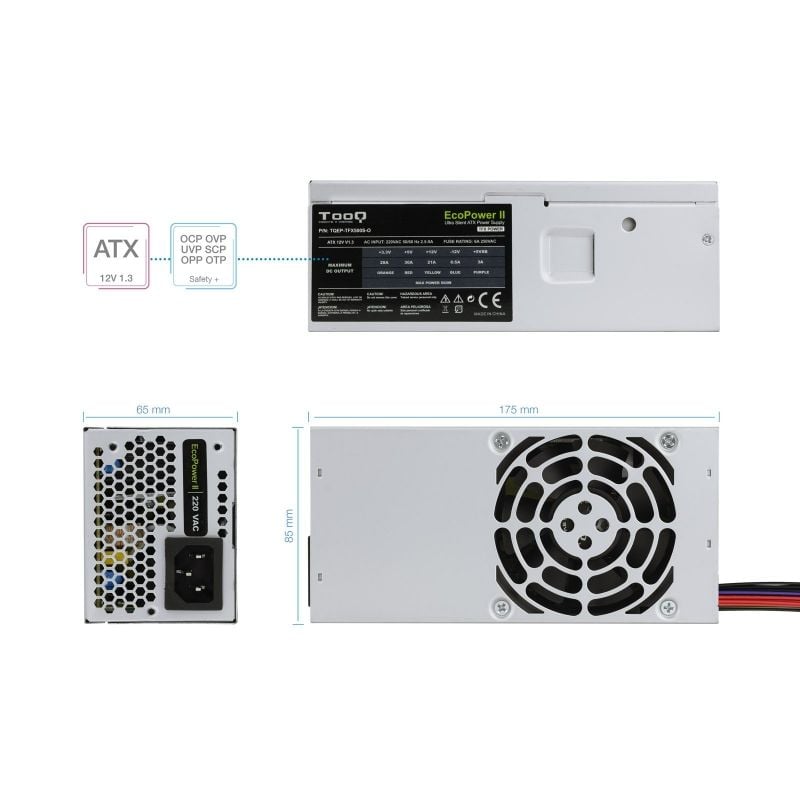 Fonte de Alimentação TFX Tooq Tqep-tfx500s-o / 500W / Ventoinha de 8cm