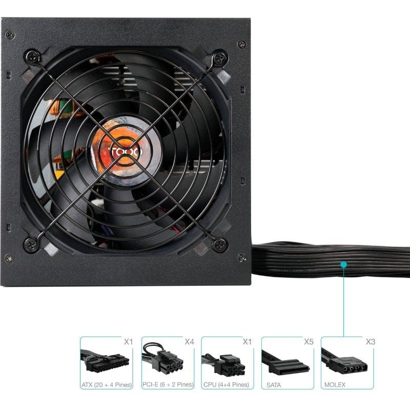Fonte de Alimentação Tooq Tqhelios-750sp / 750W / Ventilador de 12cm / 80 Plus Bronze