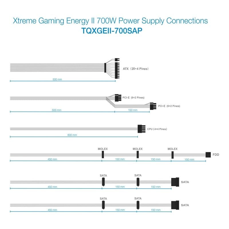 Fonte de Alimentação Tooq Tqxgeii-700sap / 700W / Ventilador de 14cm / 80 Plus Bronze