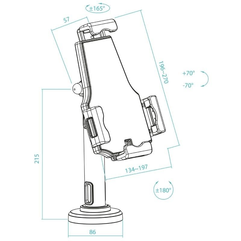 Tooq TQTDS0812 Suporte de Mesa / Parede para Smartphone / Tablet / Antirroubo / Preto