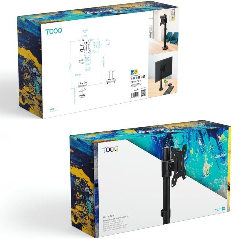 Tooq Db1131tn-b Suporte de Mesa para Monitor / Giratório / Inclinado / Até 8kg