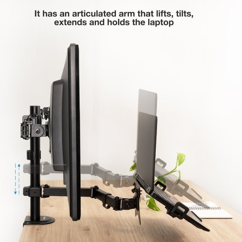 Suporte de Mesa para 2 Monitores e 1 Computador Portátil Tooq Db1202tn-b / Giratório / Inclinado /…