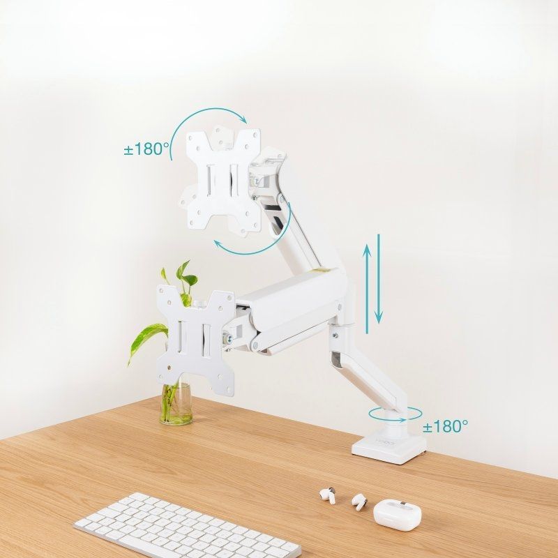 Tooq Db1334tnr-w Suporte de Mesa para Monitor / Giratório / Inclinado / Até 10kg