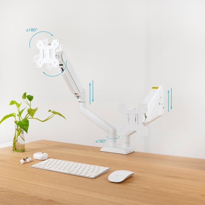 Suporte de Mesa Tooq Db1434tnr-w para 2 Monitores / Giratório / Inclinado / Até 10kg