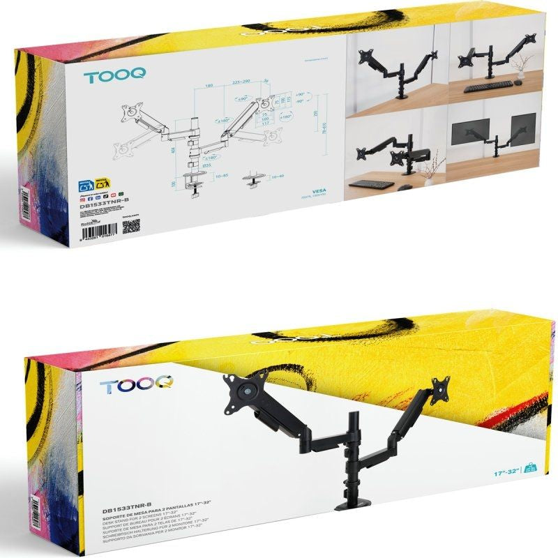 Suporte de Mesa Tooq Db1533tnr-b para 2 Monitores / Giratório / Inclinado / Até 9kg1
