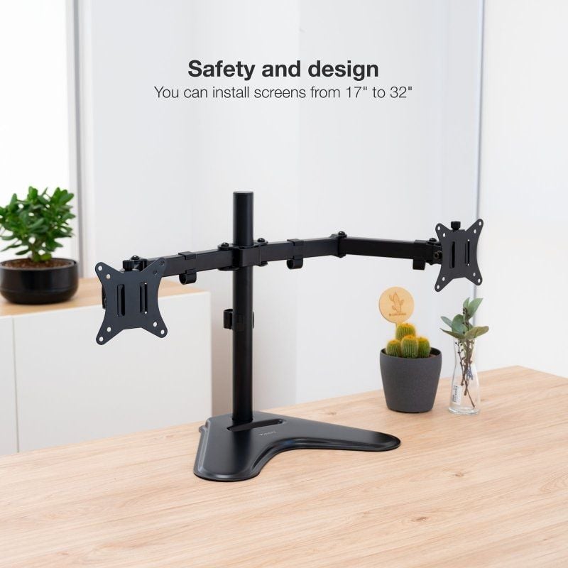 Tooq Db1702tn-b Suporte de Monitor de Secretária para 2 Monitores / Giratório / Inclinado / Até 9kg