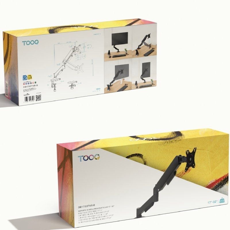 Tooq Db1733tnr-b Suporte de Mesa para Monitor / Giratório / Inclinado / Até 9kg