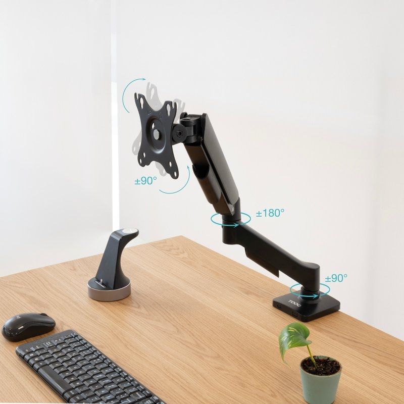 Tooq Db1733tnr-b Suporte de Mesa para Monitor / Giratório / Inclinado / Até 9kg