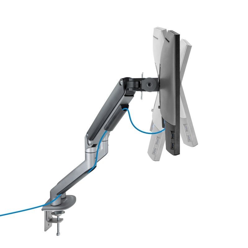 Suporte de Mesa Tooq Db4132tnr-g para 2 Monitores / Giratório / Inclinado / Até 9kg