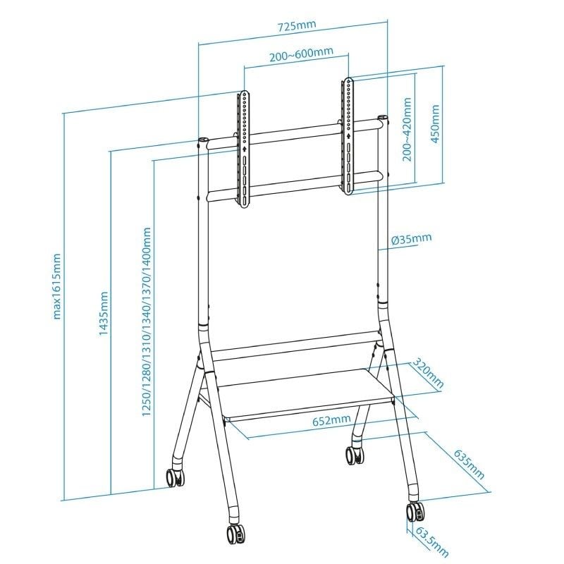 Tooq Idreams Fs20206m-b Suporte de Chão Nivelado com Rodízios para TV 37-86" / Até 80kg