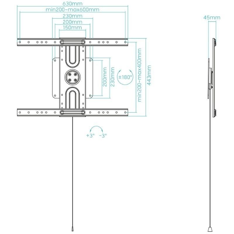 Tooq Lp3780f-r Suporte de Parede Giratório / Inclinado / Nivelado para Tvs de 37-80" / Até 50kg