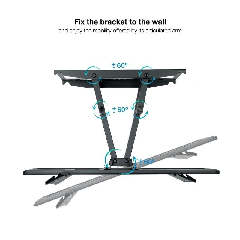 Suporte de Parede Tooq Lp7866tn-b Giratório / Inclinado / Nivelado para TV 37-80" / Até 40kg
