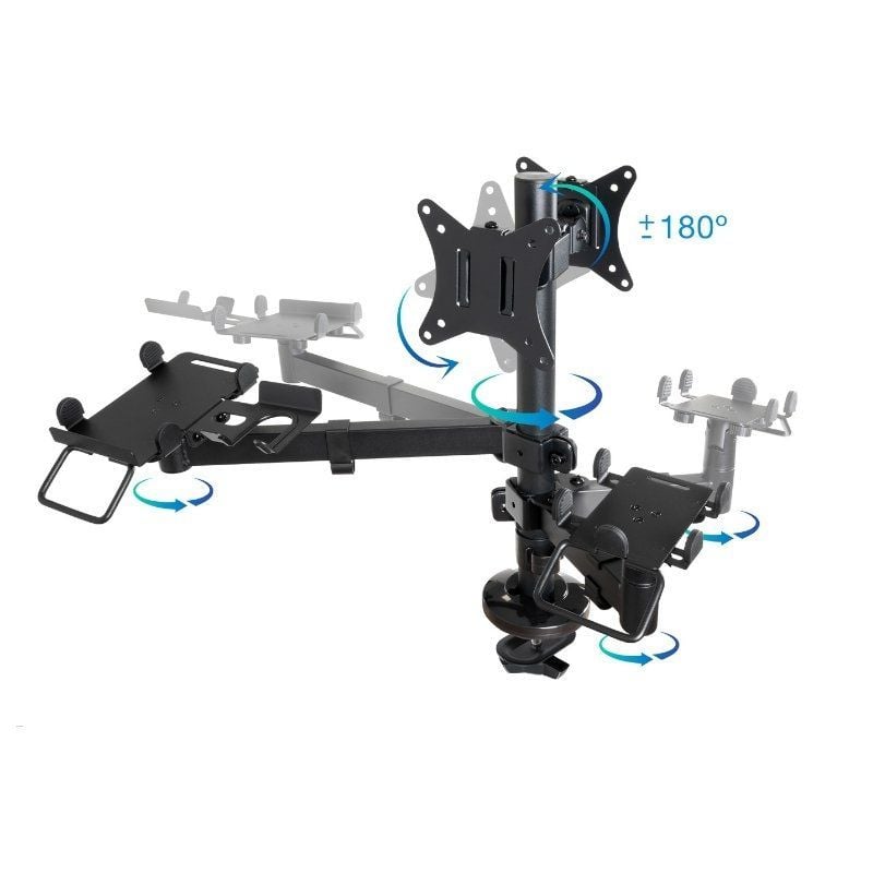 Suporte de Mesa para 2 Monitores, Pos, Impressora, Terminal e Leitor Tooq TQPM0002 / Giratório / In…