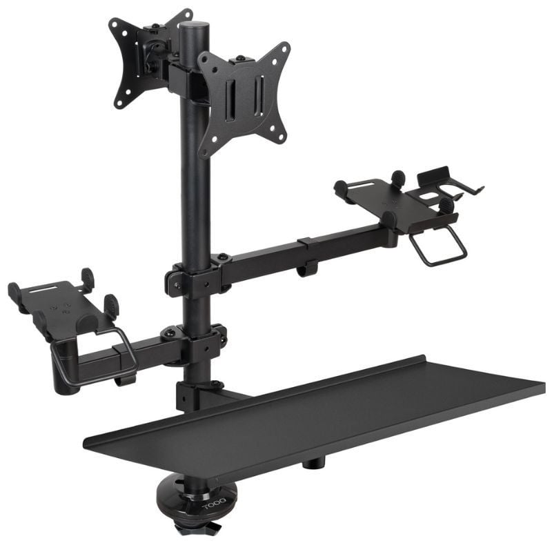 Tooq TQPM0003 Suporte de Mesa POS para 2 Monitores / Giratório / Basculante / Inclinável / Rotativo…