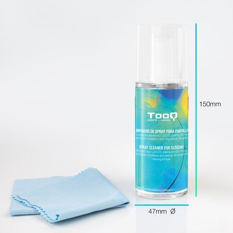 Kit de Limpeza do Ecrã Tooq TQSC0016 / Spray 150ml + Pano de Microfibras