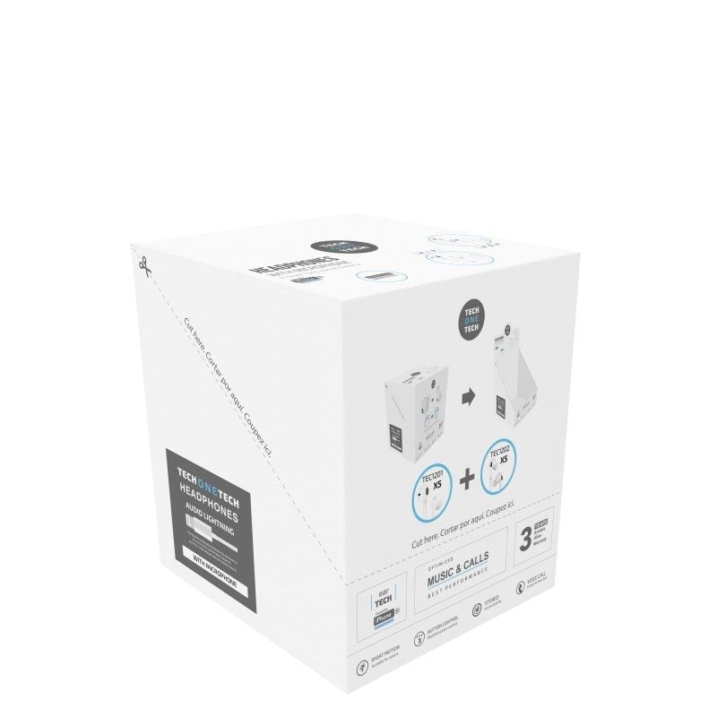Tech One Tech Eartech TEC1203 Displays para Auscultadores / com Microfone / Lightning / Inclui 10 A…