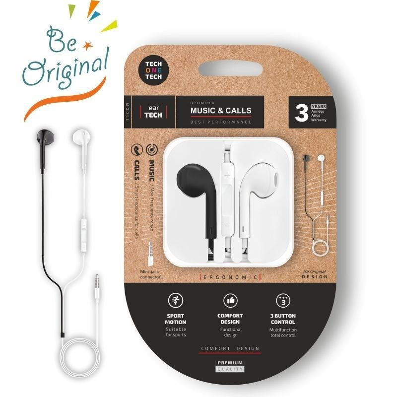 Tech One Tech Eartech B&w Be Original TEC1011 Auscultadores Intra-auriculares / com Microfone / Min…