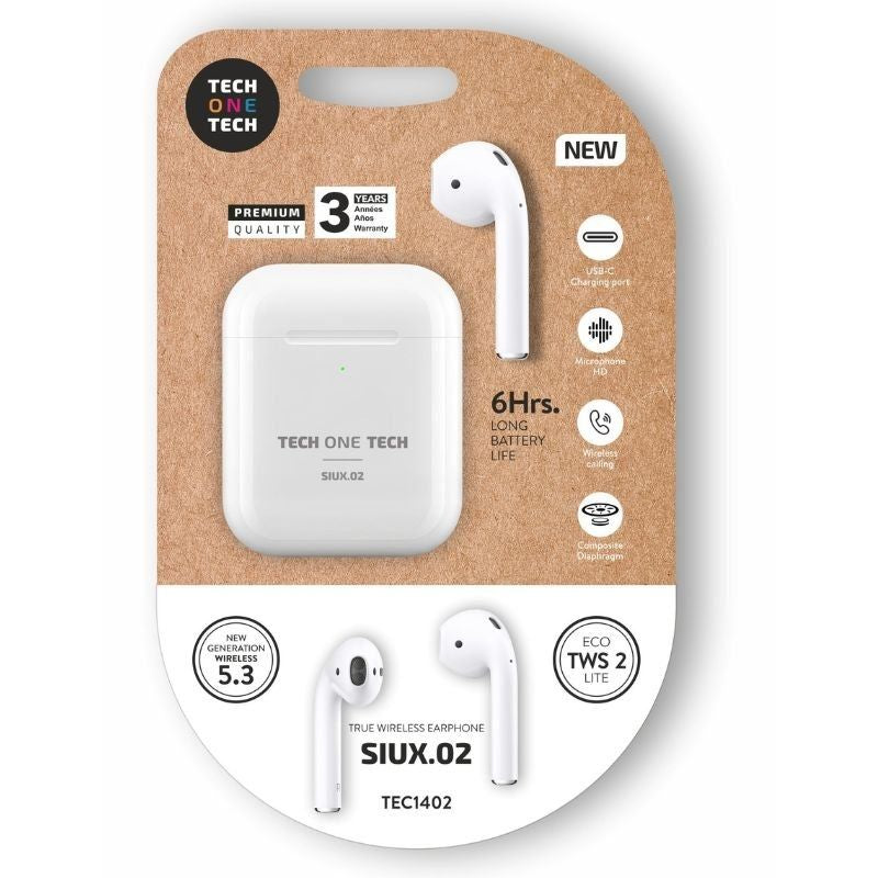 Auscultadores Bluetooth Tech One Tech Siux.2 TEC1402 / com Estojo de Carregamento / Autonomia 6h /…