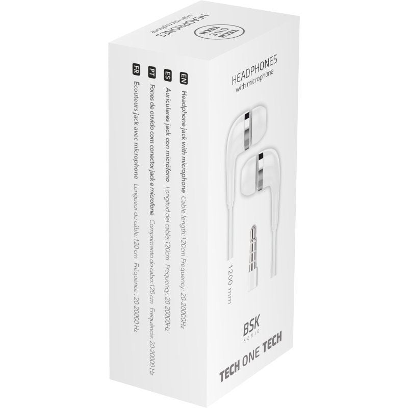 Auscultadores Intra-auriculares Tech One TEC2905 / com Microfone / Jack 3.5 / Branco