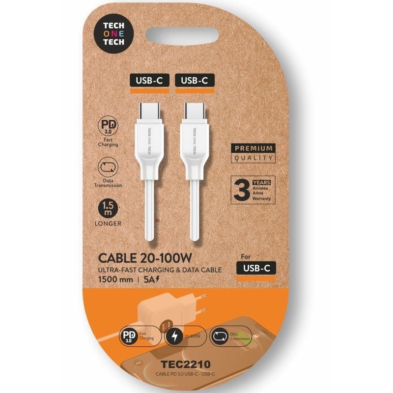 Cabo USB 2.0 Tipo C da Tech One Tech TEC2210 / Cabo USB Tipo C Macho - Cabo USB Tipo C Macho / Até…