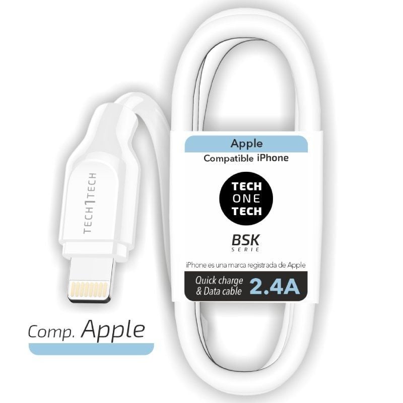 USB 2.0 Lightning Tech One Tech TEC2902 / Macho Lightning - Macho USB / 1m / Branco