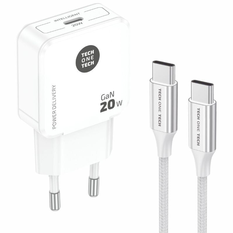 Carregador de Parede Tech One Tech TEC2221 / 1xusb Type-c + Cabo USB Type-c / 20W / Branco