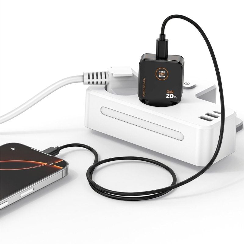Carregador de Parede Gan Tech One Tech TEC2223 / 1xusb Type-c + Cabo USB Type-c / 20W / Preto