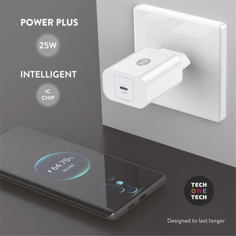 Carregador de Parede Tech One Tech TEC2264 / 1xusb Type-c / 25W / Branco