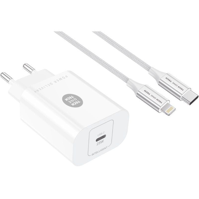 Carregador de Parede Tech One Tech TEC2265 / 1xusb Type-c + Cabo Lightning / 3A / Branco