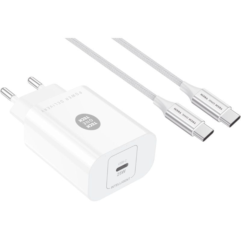 Carregador de Parede Tech One Tech TEC2266 / 1xusb Type-c + Cabo USB Type-c / 3A / Branco