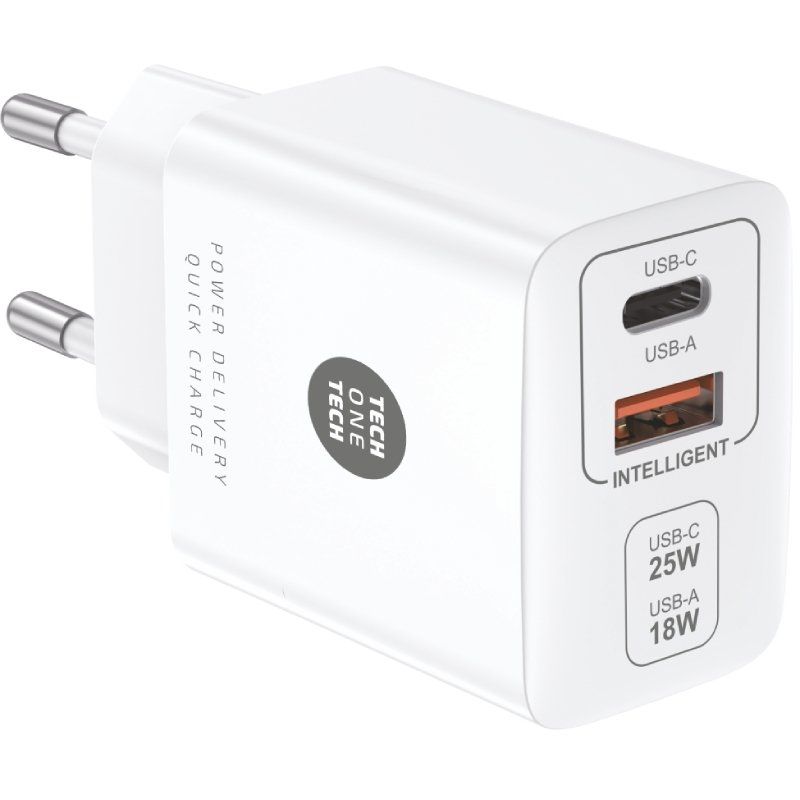 Carregador de Parede Tech One Tech TEC2267 / 1xusb Type-c / 1xusb / 3A / Branco