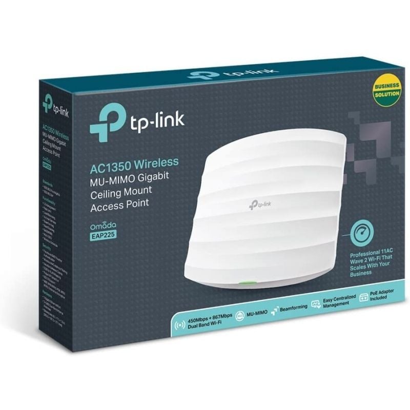 Tp-link Omada EAP225 Ponto de Acesso sem Fios Poe 1317mbps / 2.4ghz 5ghz / Antenas 5dbi / Wifi 802.…