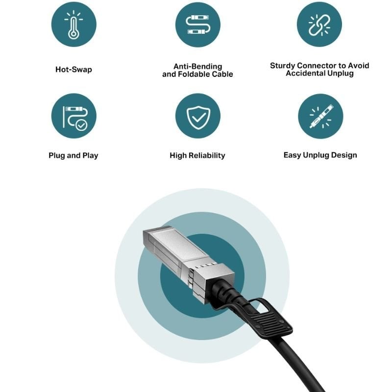 Cabo de Ligação Direta Sfp+ Tp-link Tl-sm5220-1m / 10G / 1 M / Preto