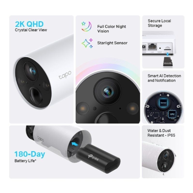 Tp-link Tapo C420S2 Câmaras de Videovigilância / 113° / Visão Nocturna / Bateria / Controlo APP