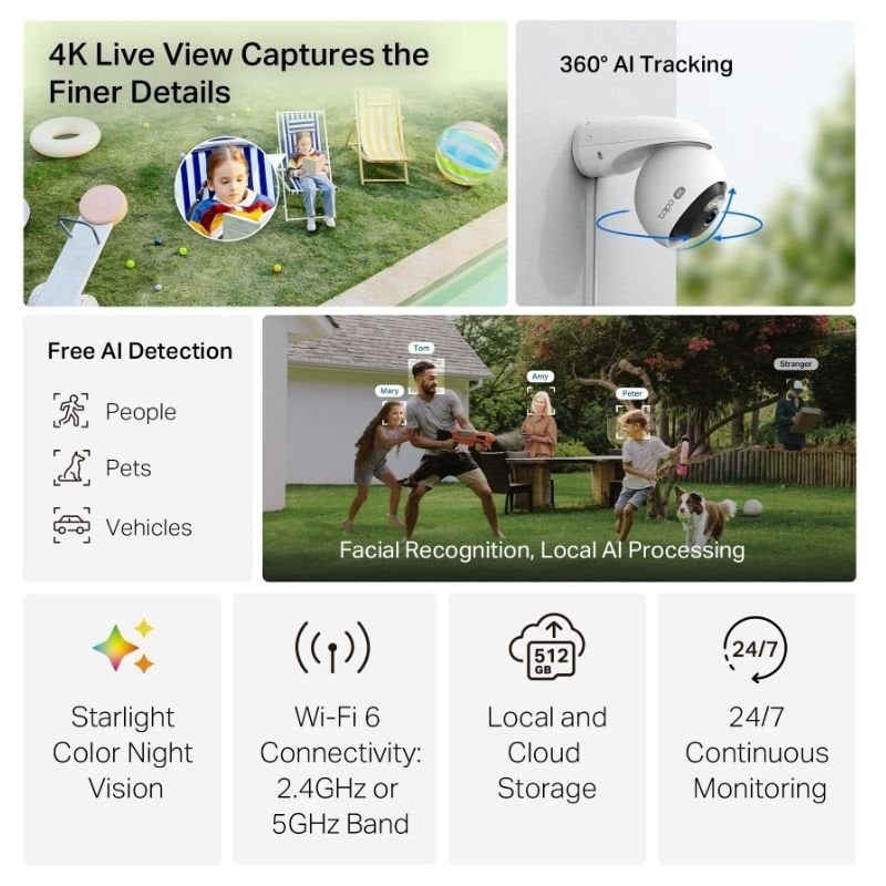 Tp-link Tapo C560WS Câmara de Videovigilância / Visão Nocturna / Controlo a Partir da APP