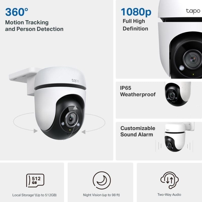 Tp-link Tapo TC40 Câmara de Vigilância por Vídeo / Visão Nocturna / Controlo a Partir da APP